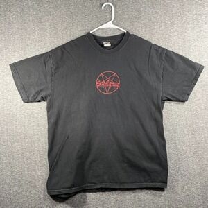 Vintage Hanes Shirt Pentagram Severein Mens XL Black Skate Goth Grunge Beefy